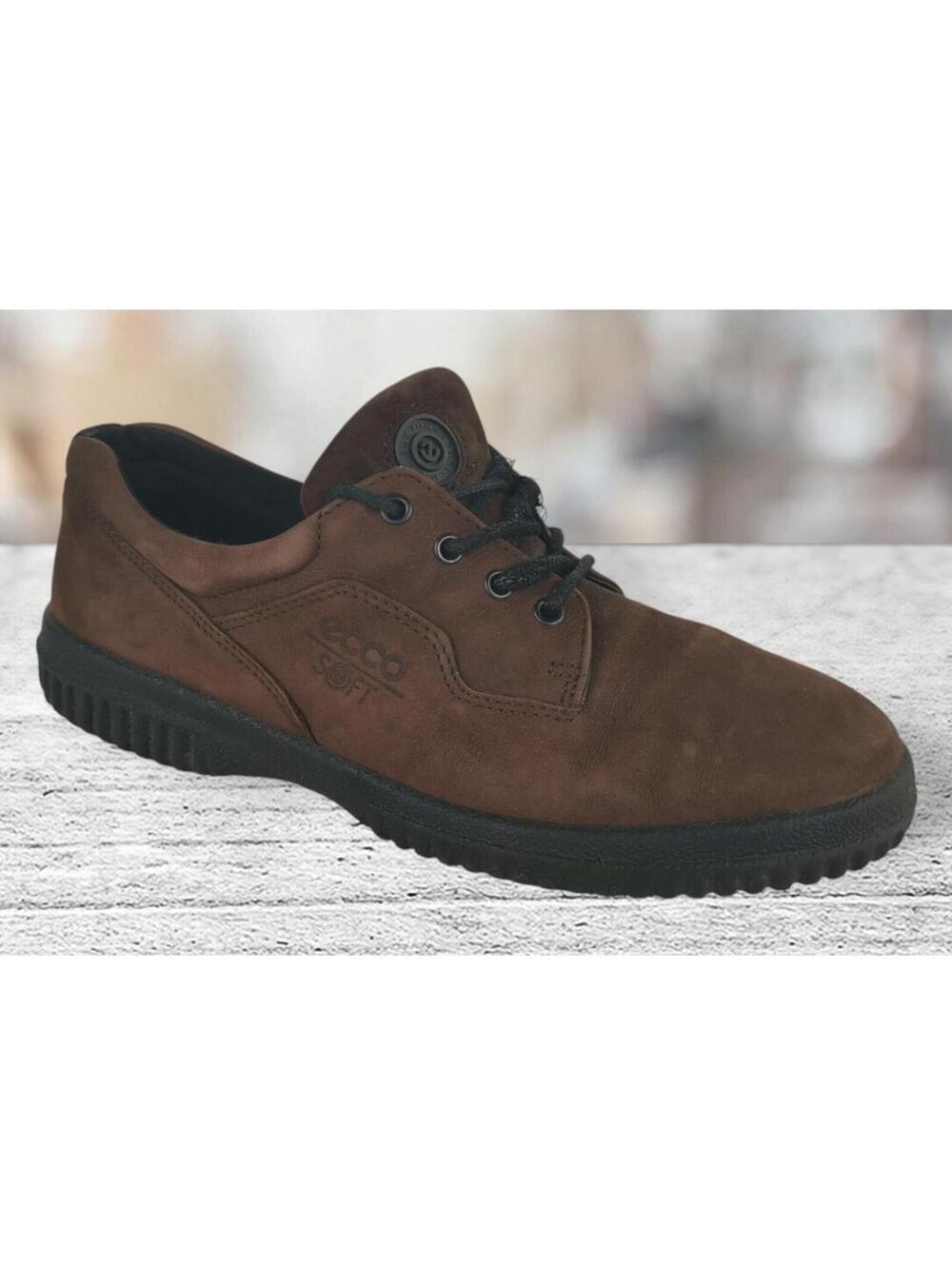 Ecco Womens Athletic Shoes Brown Nubuck Leather Lace Up Suede Sneakers 7-7.5M 38 - Picture 2 of 7